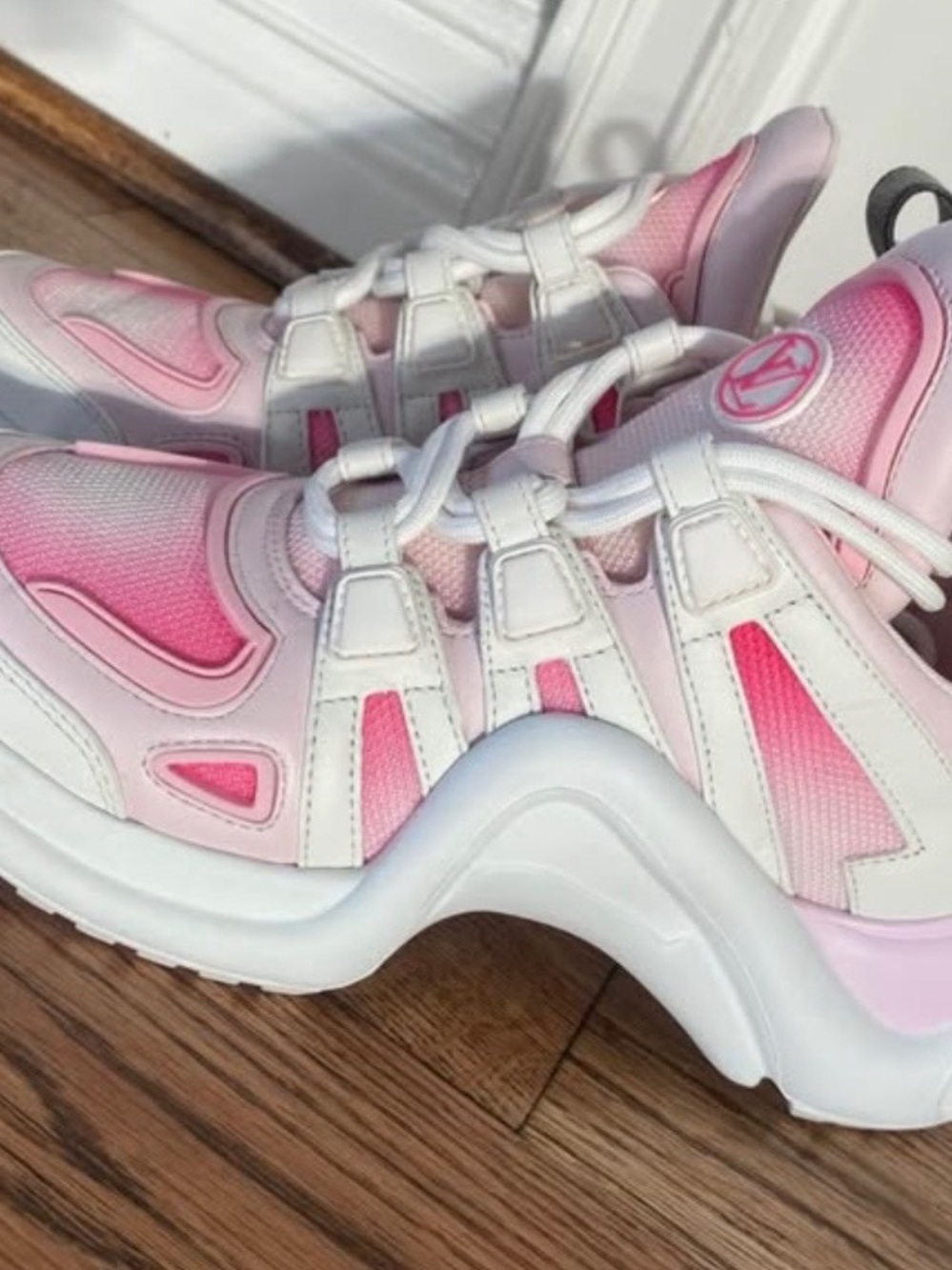 Louis Vuitton Pink and White Gradient Women's Sneakers
